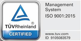TUV Rheinland — ISO 9001:2015 certified management system